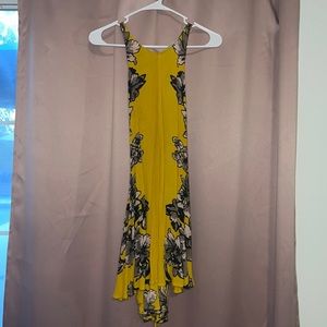 M Free People yellow racer back, side tie dress